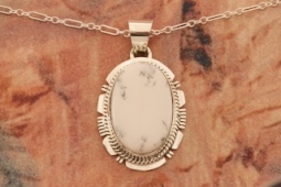 Genuine White Buffalo Turquoise Sterling Silver Pendant